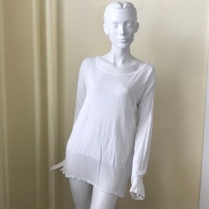 RETRO-ology White, long-sleeve tunic top - XL
